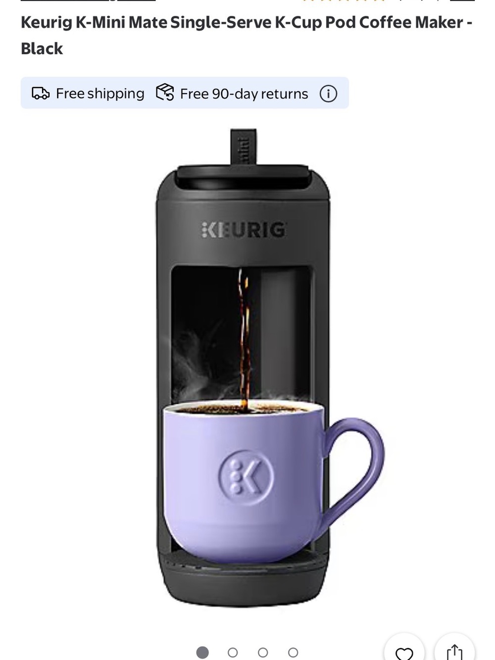 Keurig K-Mini Mate Single Serve Coffee Maker - Matte Black with Purple Mug - Picture 11 of 12
